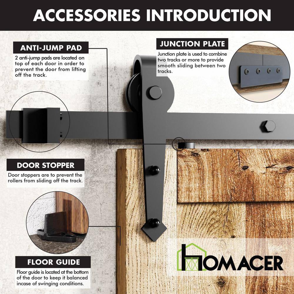 Rustic Black Double Barn Door Hardware Kit with Arrow Design