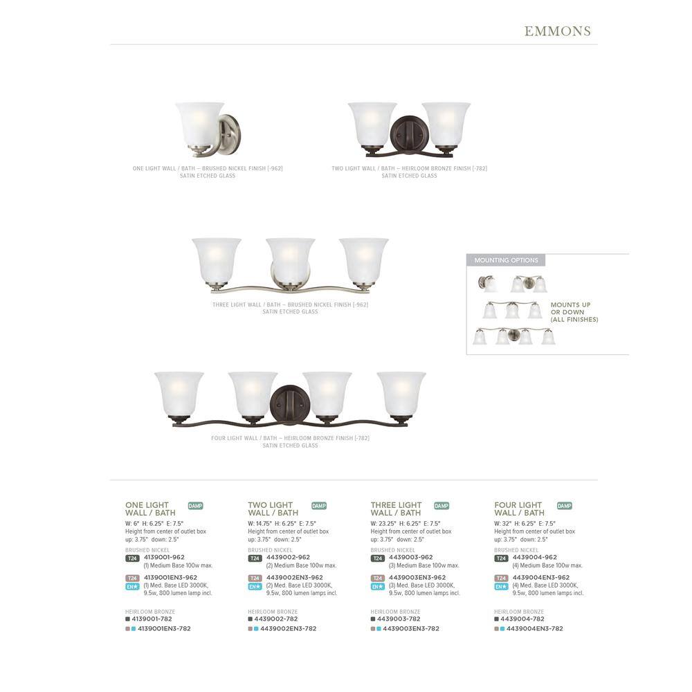 Brushed Nickel 4-Light Vanity Fixture with Satin Etched Glass Shades