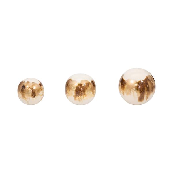Liv & Skye White/Gold 6 in. x 6 in. Metal Galaxy Orbs (Set of 3)