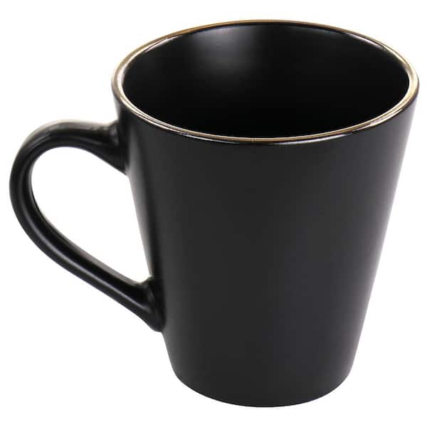 Matte Black Promotional Ceramic Mug w/ Built-in Spoon