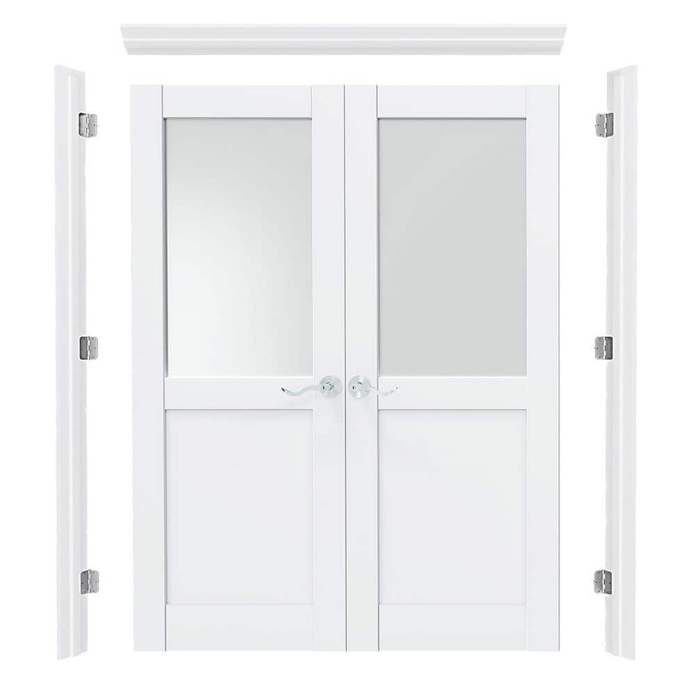 60in x 80in 1/2 Lite Frosted Glass Universal White Primed Double Prehung French Door with Quick Assemble Jamb & Handle price history on PriceWatchPro