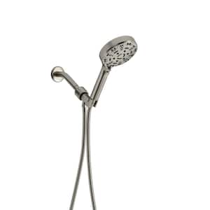 8-Spray Patterns with 1.8 GPM 5 in. Wall Mount Handheld Shower Head with Pause, Hose and Shower Arm in Brushed