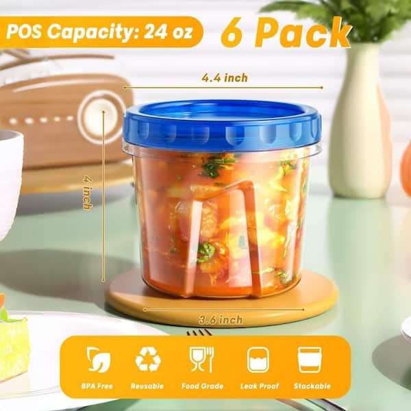 24 oz. Plastic Freezer Storage and Food Containers with Twist Top Lids for Freezer Storage and Soup Containers (6-Pack)