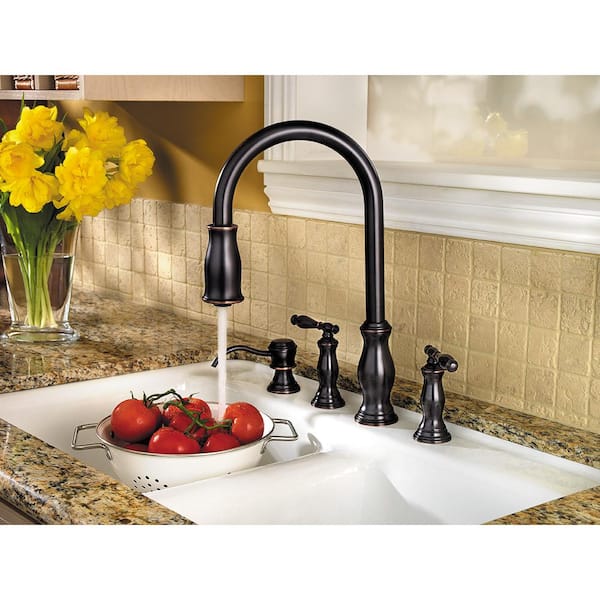 Pfister Hanover Pfister Tuscan Bronze 2-Handle Deck-Mount High-Arc Handle Kitchen Faucet Pfister Hanover Pfister Tuscan Bronze 2-Handle Deck-Mount High-Arc Handle Kitchen Faucet