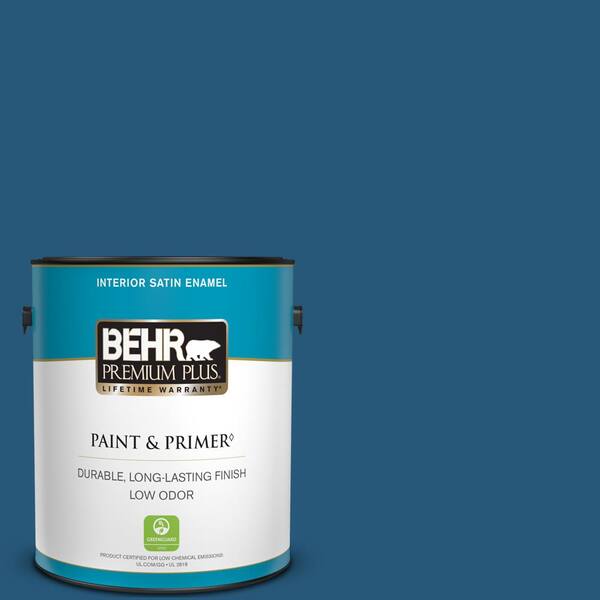 BEHR PREMIUM PLUS 1 gal. #S-H-560 Royal Breeze Satin Enamel Low Odor Interior Paint & Primer