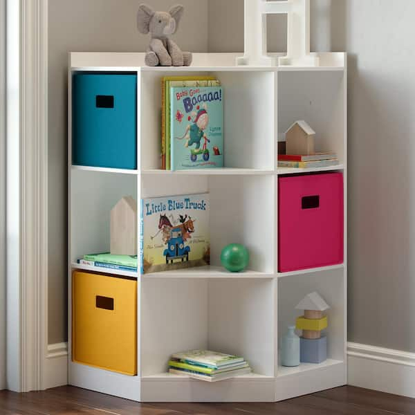 RiverRidge Kid s 6 Cubby 3 Shelf Corner Cabinet Gray