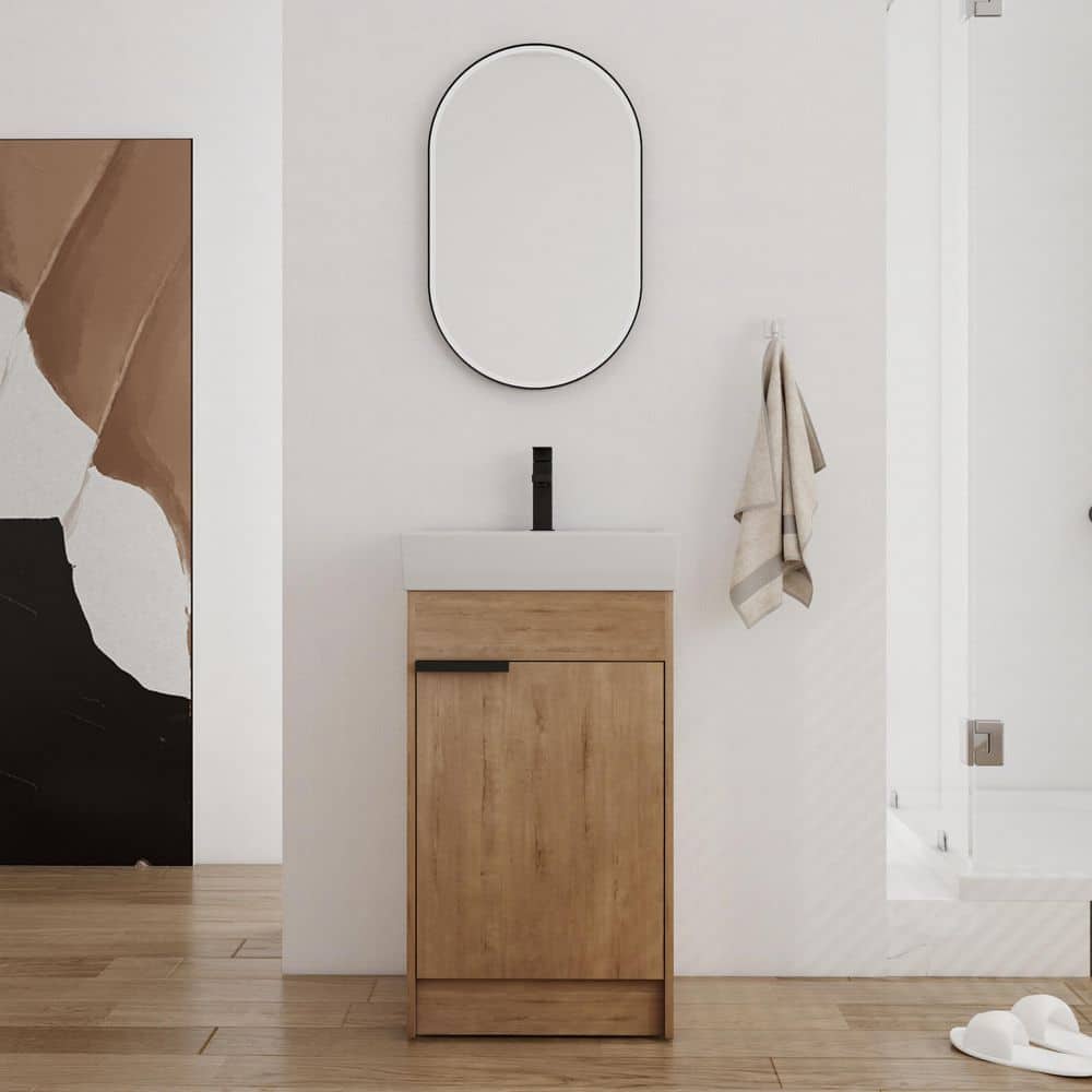 19 in. W x 15 in. D x 35 in. H Freestanding Bathroom Vanity in Brown with G