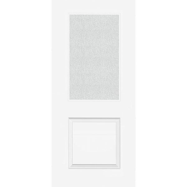 Steves & Sons Legacy 36 in. x 80 in. Universal Handing 1/2 Lite Rain Glass Primed White Finish Fiberglass Front Door Slab