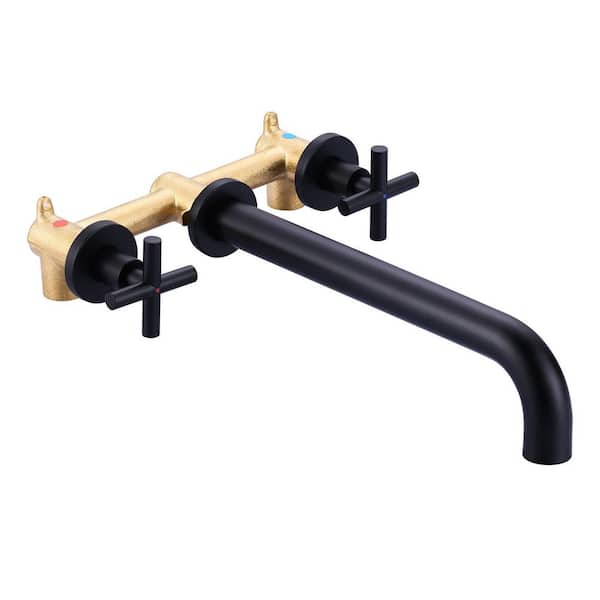 2-Handle Wall Mount Roman Tub Faucet in Matte Black (Valve Included)