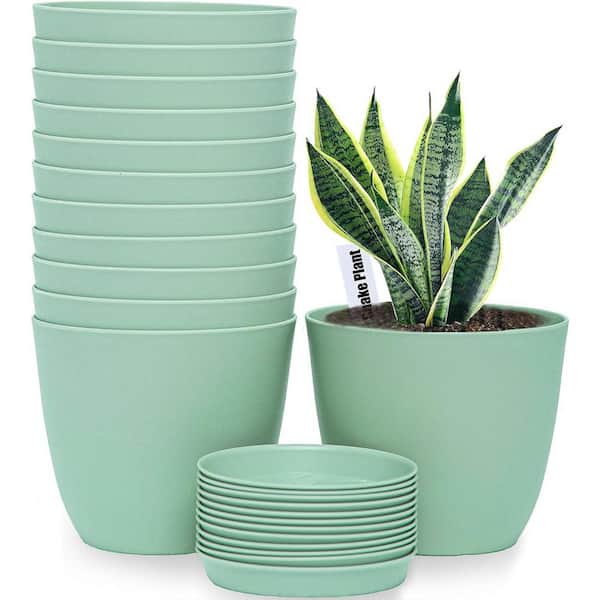 ITOPFOX Modern 6 in. L x 6 in. W x 5.1 in. H Green Plastic Round Indoor Planter (12-Pack)