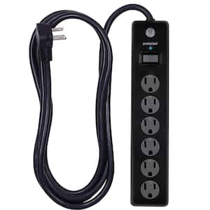 6-Outlet Power Stirp Surge Protector with Extra Long 15 ft. Cord and 14-Gauge SJT in Black