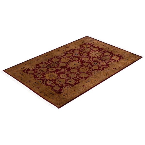 Overdyed Red 4 x 6 Solid Wool Indoor Area Rug