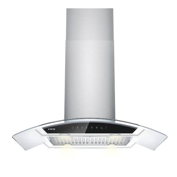 VIKIO PRO 30 in. 900 CFM Ducted Island Range Hood 4-LED Tempered Glass and Gesture Touch Pannel in Stainless Steel