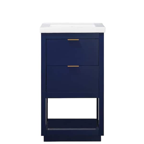 Design Element Klein 20 in. W x 15 in. D Bath Vanity in Blue with Porcelain Vanity Top in White with White Basin