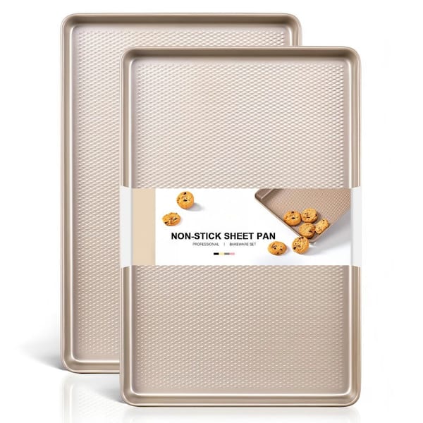 2-Pack 17.5 x 11.5 in. Cookie Sheets, Non Stick Baking Sheet for Oven, 57% Thicker Carbon Steel Cookie Sheets for Baking