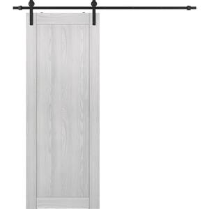 32 in. x 84 in. 1-Panel Shaker Ribeira Ash Finished Composite Wood Sliding Barn Door with Hardware Kit