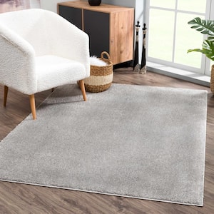 Judy 7 ft. X 9 ft. Light Gray Solid Shag Rubber Backing Soft Machine Washable Area Rug