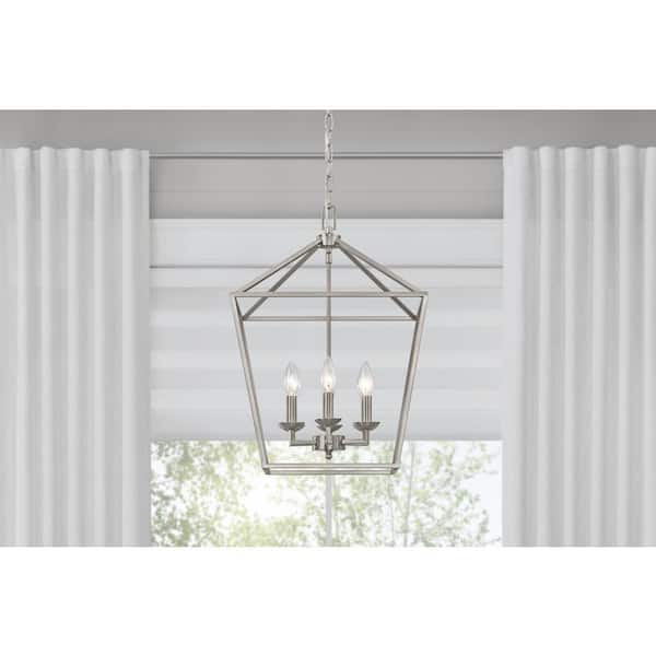 Home Decorators Collection Weyburn 6-Light Brushed Nickel Farmhouse Chandelier Light Fixture with Caged Metal Shade