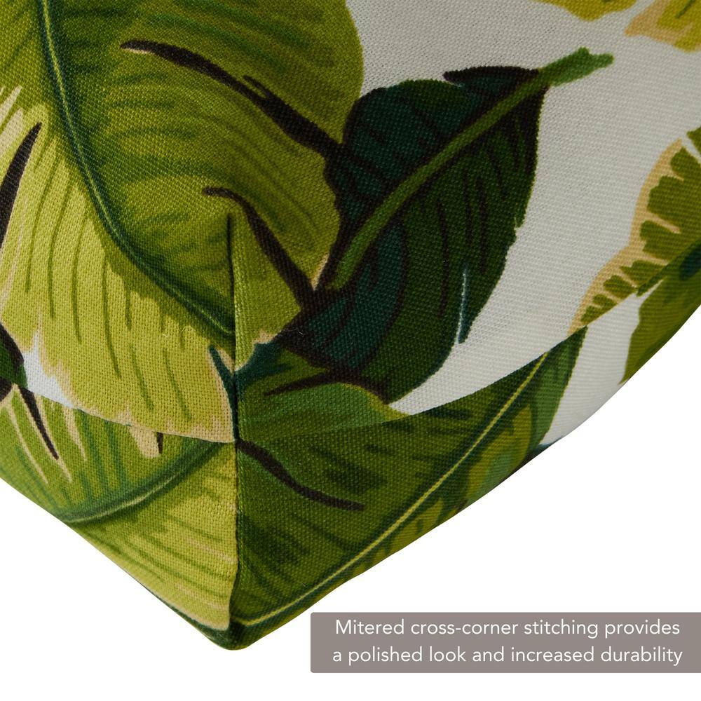 Palm Leaves Green and White Polyester Outdoor Chair Cushions Set