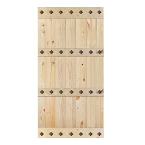 Mid-Century Style 42 in. x 84 in. Unfinished DIY Knotty Pine Wood Sliding Barn Door Slab