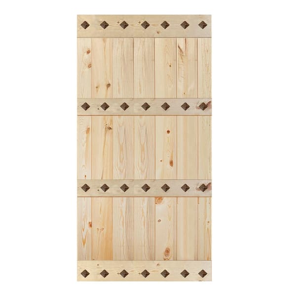 ISLIFE Mid-Century Style 42 in. x 84 in. Unfinished DIY Knotty Pine Wood Sliding Barn Door Slab