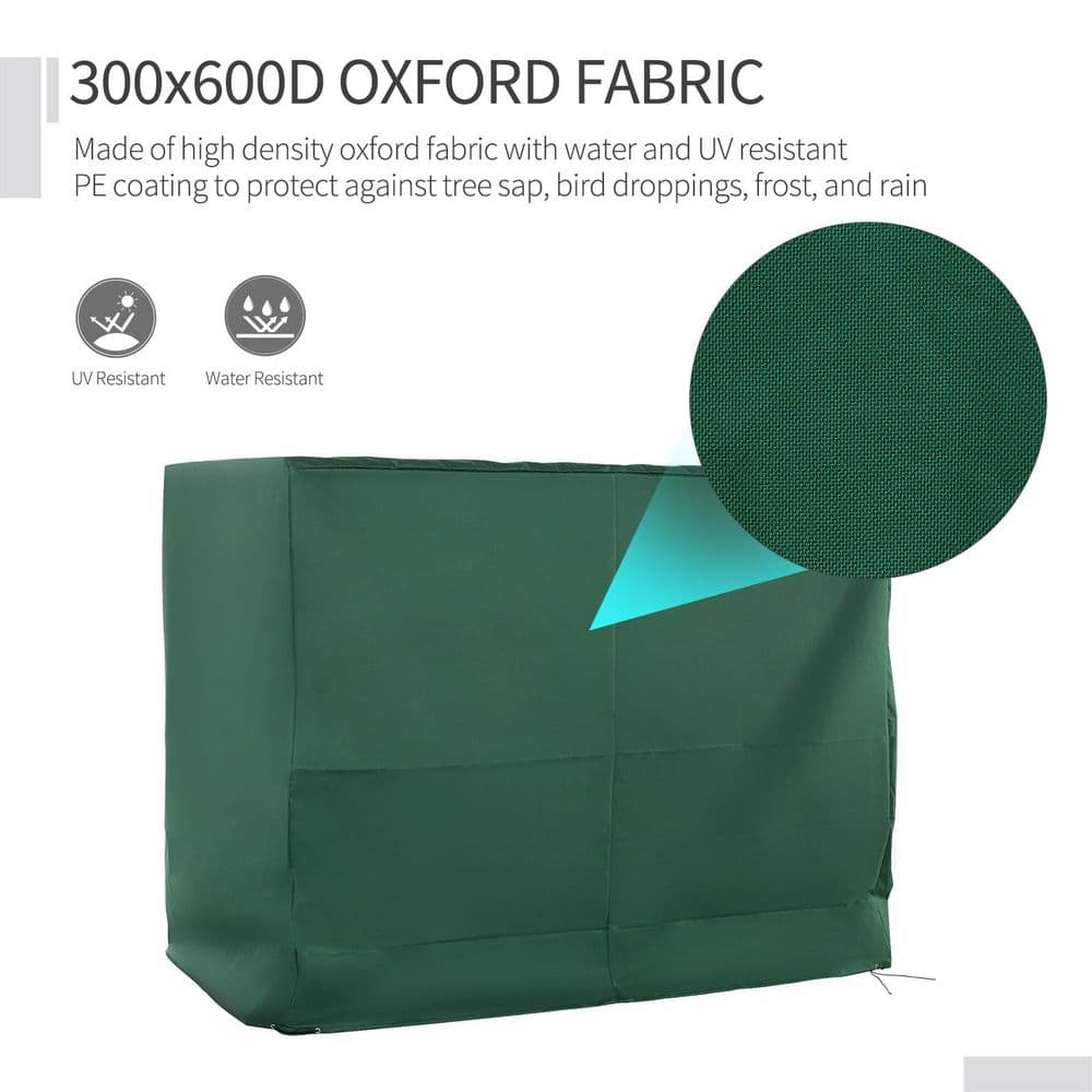 Dark Green Waterproof 3-Seater Patio Swing Cover with UV Protection