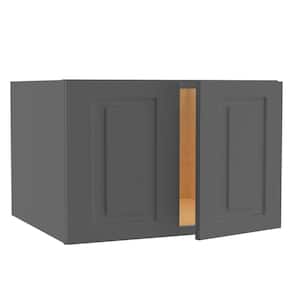Grayson Deep Onyx Painted Plywood Shaker Assembled Wall Kitchen Cabinet Soft Close 27 W in. 24 D in. 18 in. H