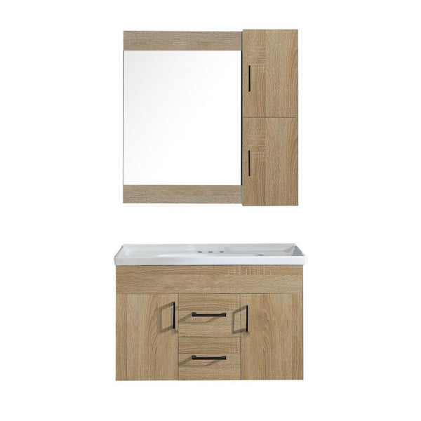 Garrido Bros. and Co. Victoria II 32 in. W x 21 in. D x 20 in. H Vanity Set in Oak with White Basin and Mirror