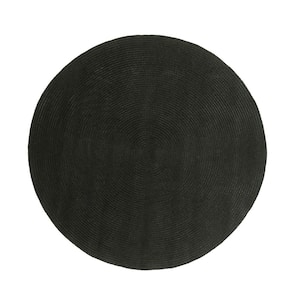 Braided Black 6 ft. Round Solid Indoor/Outdoor Area Rug