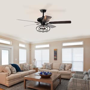52 in. Indoor/Outdoor Crystal Chandelier Fan with Lights and Remote Control, Modern Ceiling Fan
