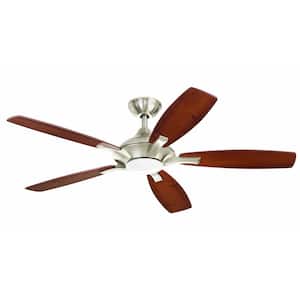 Petersford 52 in. LED Indoor Brushed Nickel Ceiling Fan with Light Kit and Remote Control