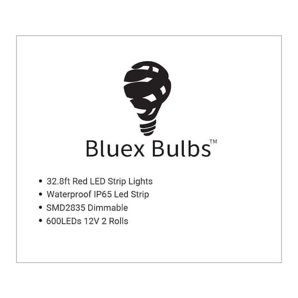 Bluex Bulbs Hardwired 32.8 ft. Red Strip Lights, White
