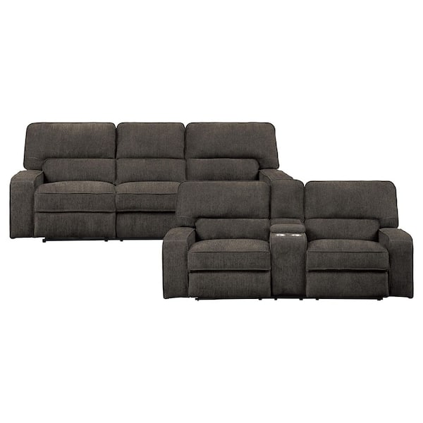 EVERGLADE HOME Amite 183.5 in. W Square Arm Chenille Rectangle Sofa in Brown with 5-Seats