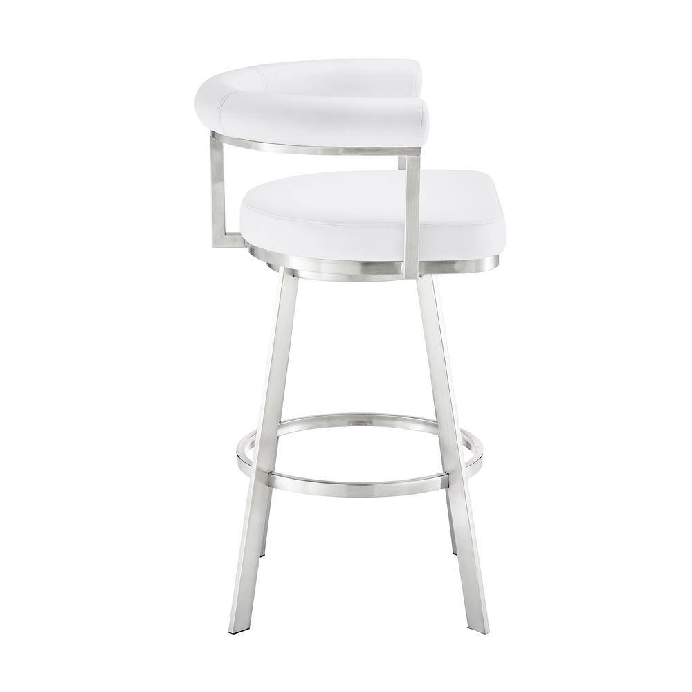 White Faux Leather and Chrome Swivel Counter Stool