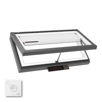 46-1/2 in. x 22-1/2 in. Solar Powered Venting Curb Mount Skylight with Laminated Low-E3 Glass and Room Darkening Shade