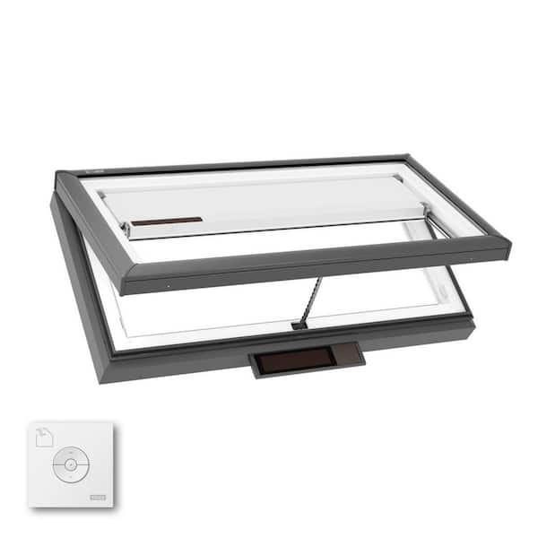 46-1/2 in. x 22-1/2 in. Solar Powered Venting Curb Mount Skylight with Laminated Low-E3 Glass and Room Darkening Shade