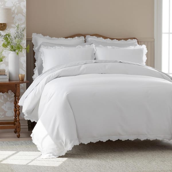 Company Cotton Embroidered Scallop Sateen Sheet Set