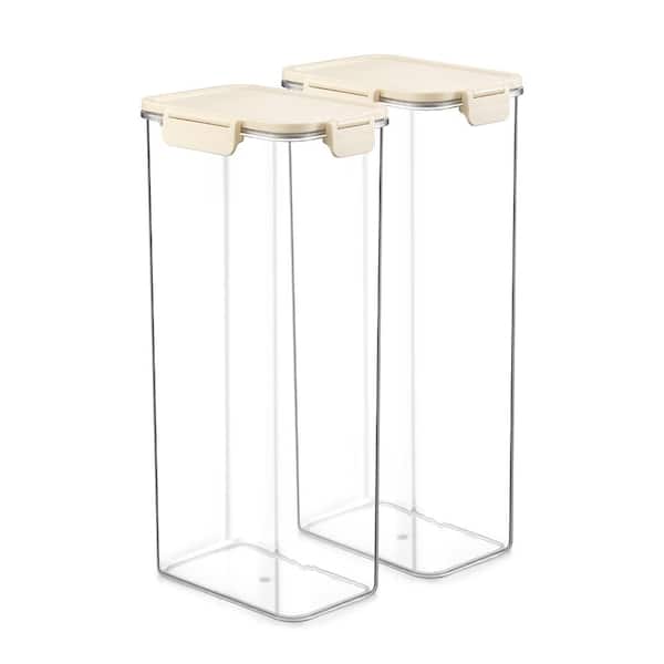 Stackable Plastic Food Storage Container with Lids (2 Pack), Clear Airtight Pantry Canister for Kitchen Organization