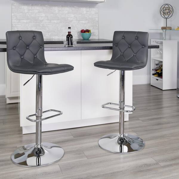 Gray Cushioned Bar Stool Ch112080gy, Flash Furniture Adjustable Bar Stools