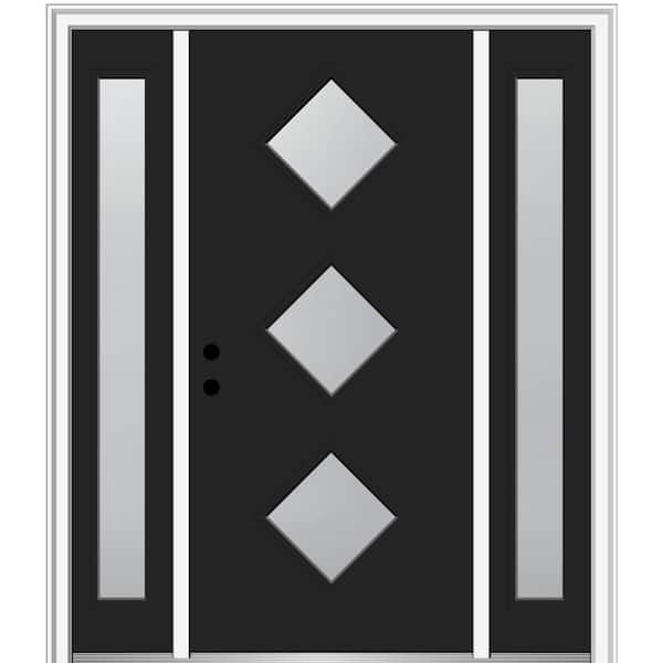MMI Door 64.5 in. x 81.75 in. Aveline Right-Hand Inswing 3-Lite Frosted Modern Painted Steel Prehung Front Door with Sidelites