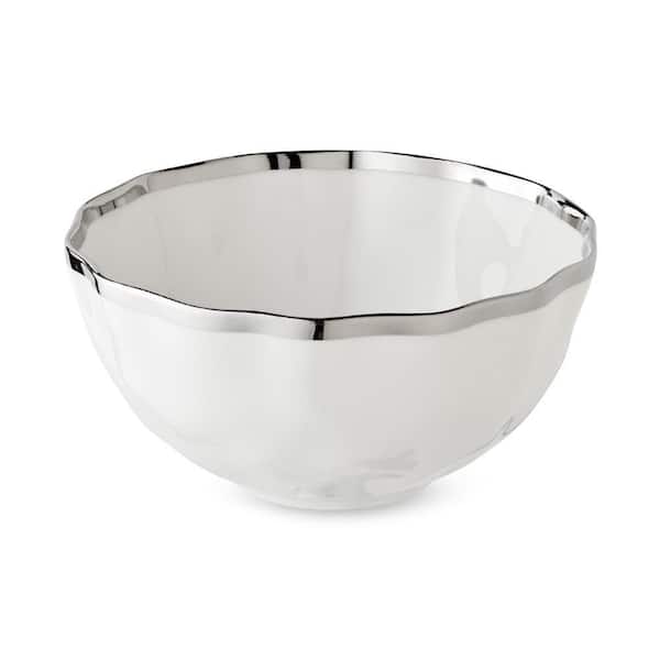 Certified International Regency 24 fl. Oz. White and Silver Porcelain Cereal Bowl (Set of 4)