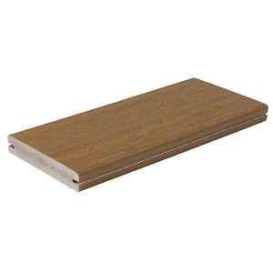 Symmetry 1 in. x 5-1/4 in. x 1 ft. Warm Sienna Grooved Edge Capped Composite Decking Board Sample