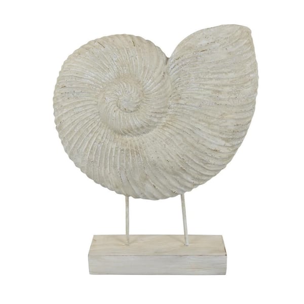 Rich White 4 in. x 21 in. Resin Seashell Tabletop Accent Decor