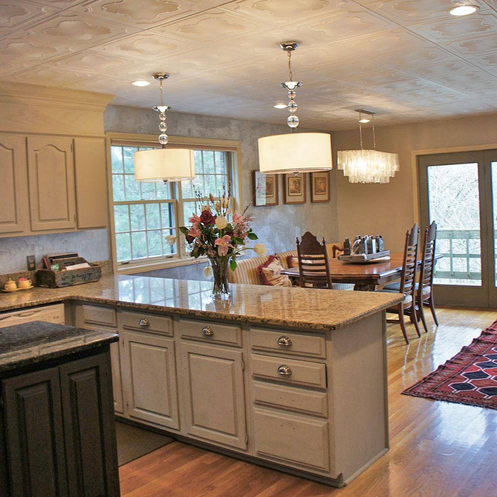 Coronado Black Silver Faux Tin Glue-Up Ceiling Tile