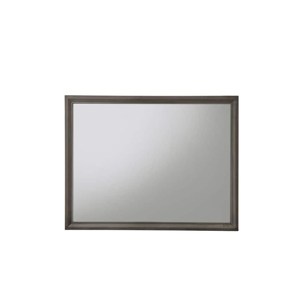 Transitional Charcoal Gray 45" Solid Wood Rectangular Dresser Mirror