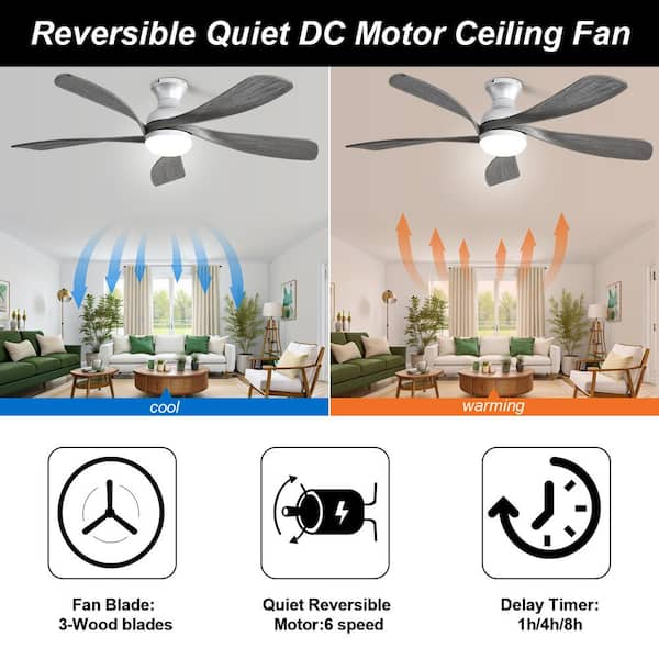 52 in. Indoor/Outdoor Nickel Smart 6-Speed Ceiling Fan with LED Light and  Remote and APP Control