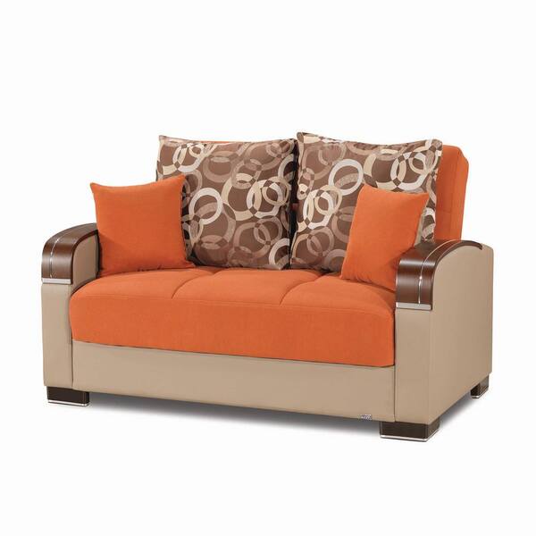 Ottomanson Goliath Collection Convertible 63 in. Orange Chenille 2 ...