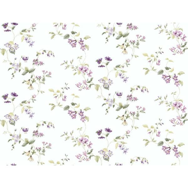 York Wallcoverings Purple, Green and White Wild Flower Trail Wallpaper