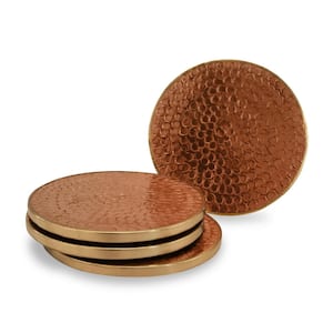 Hammered Copper Polished Coasters (4-Pieces)
