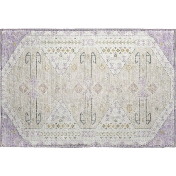 Mayfield Premium Machine Washable Abstract AMF2565 Lavender 2 ft. x 3 ft. Accent Rug